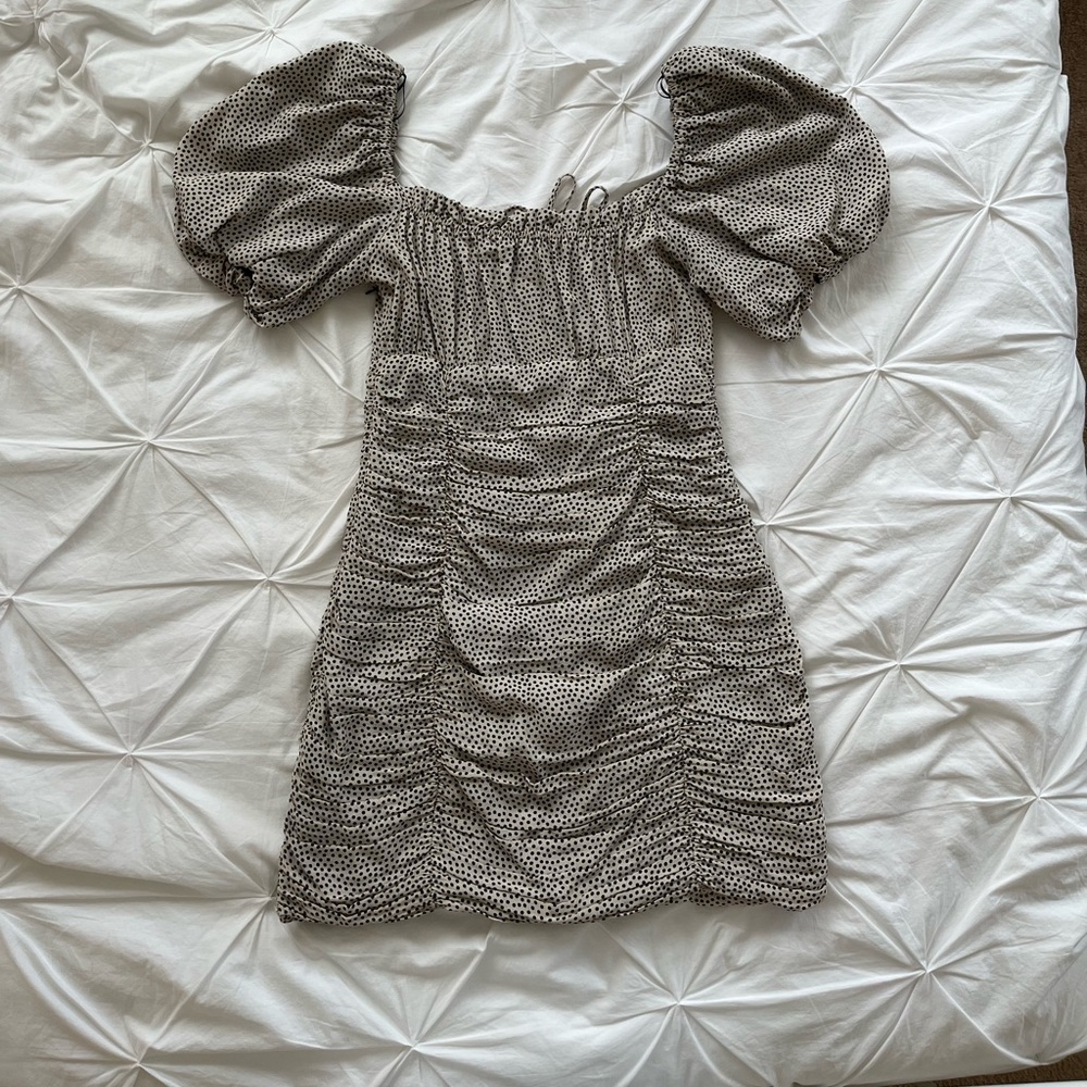 Zara Polka Dot Mini Dress with Puff Sleeves - Picture 3 of 10